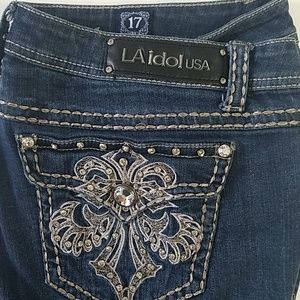 Juniors size 17 L.A. idol USA bling blue jeans